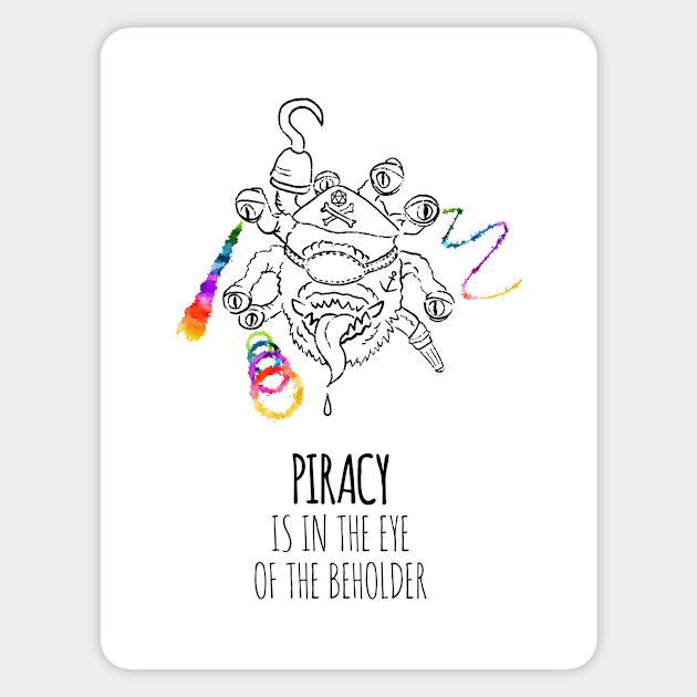 Piracy is in the Eye of the Beholder - rainbow & black - ttrpg LGBTQ+ Sticker by SJart